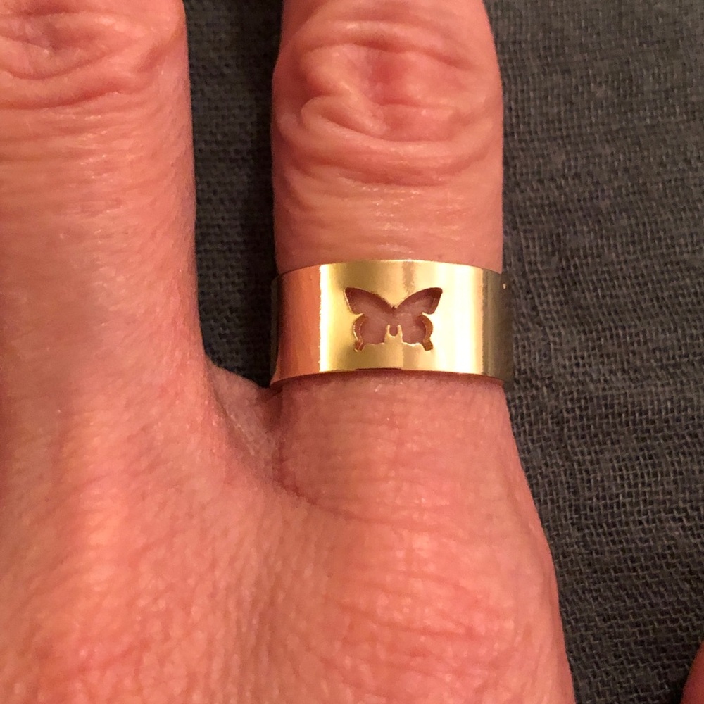 Gold Tone Butterfly Cutout Ring